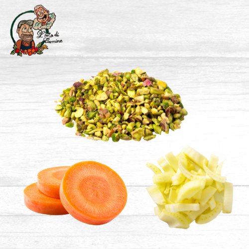 Carote e Finocchi Chips con Pistacchi Granulati